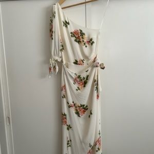 Reformation faux wrap one shoulder dress